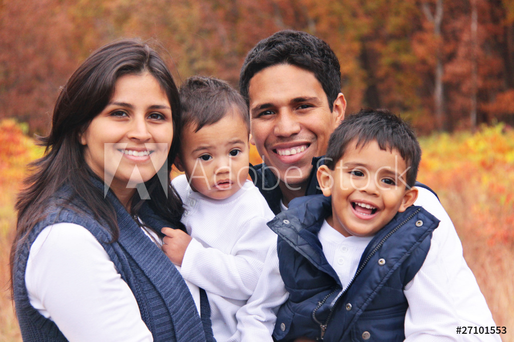 Happy family smiling autumn portrait